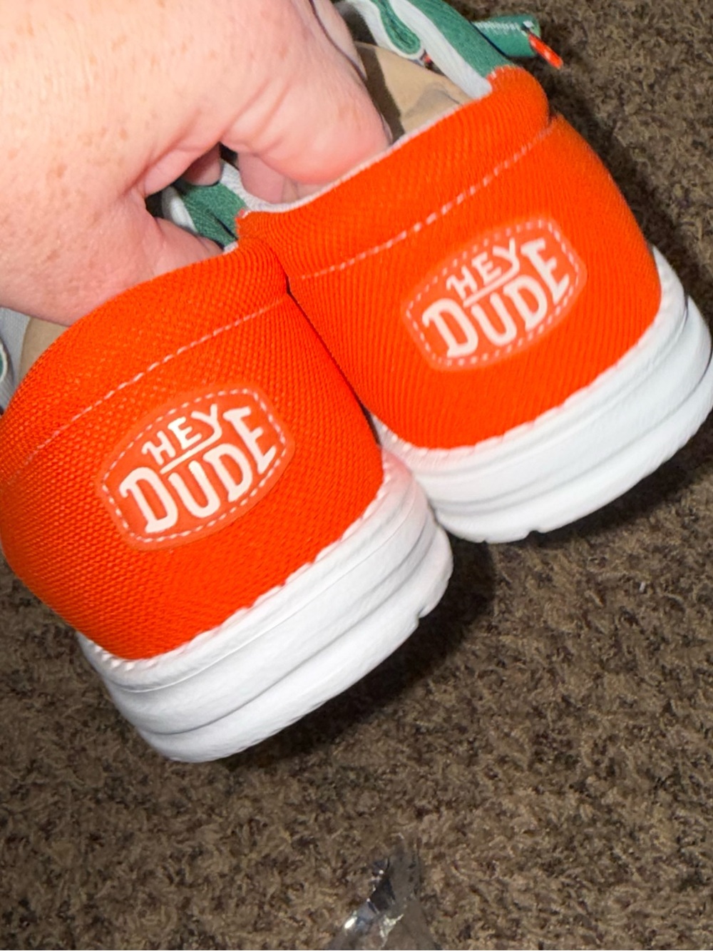 Hey Dude Wally Tri U of Miami Canvas Slip-On Shoes White/Green/Orange Men’s 12 - Picture 4 of 8